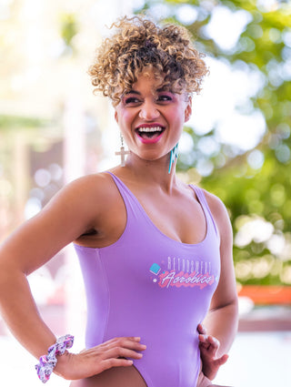 Retrosweat Aerobics Logo Leotard in Purple